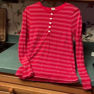 American Eagle 🦅 LS tee red w/pink white stripe
